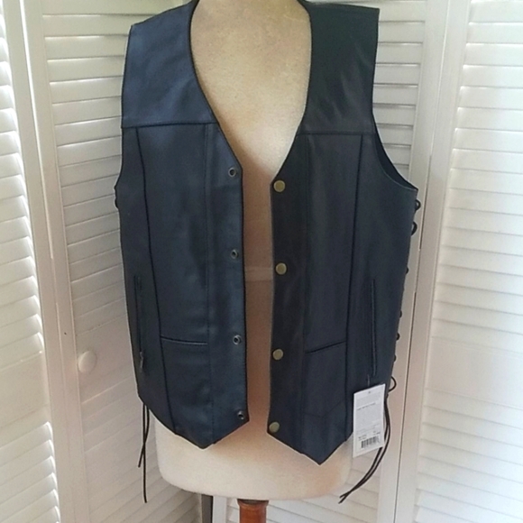 NWT 100%LEATHER VEST W/GUN POCKET BLANK SLATE TO MAKE IT LOOK LIKE YOU&YOUR BIKE - Picture 6 of 12